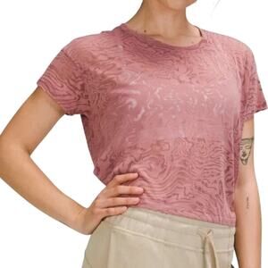Sheer Textured Mauve Short Sleeve Top | Feminine Layering Tee